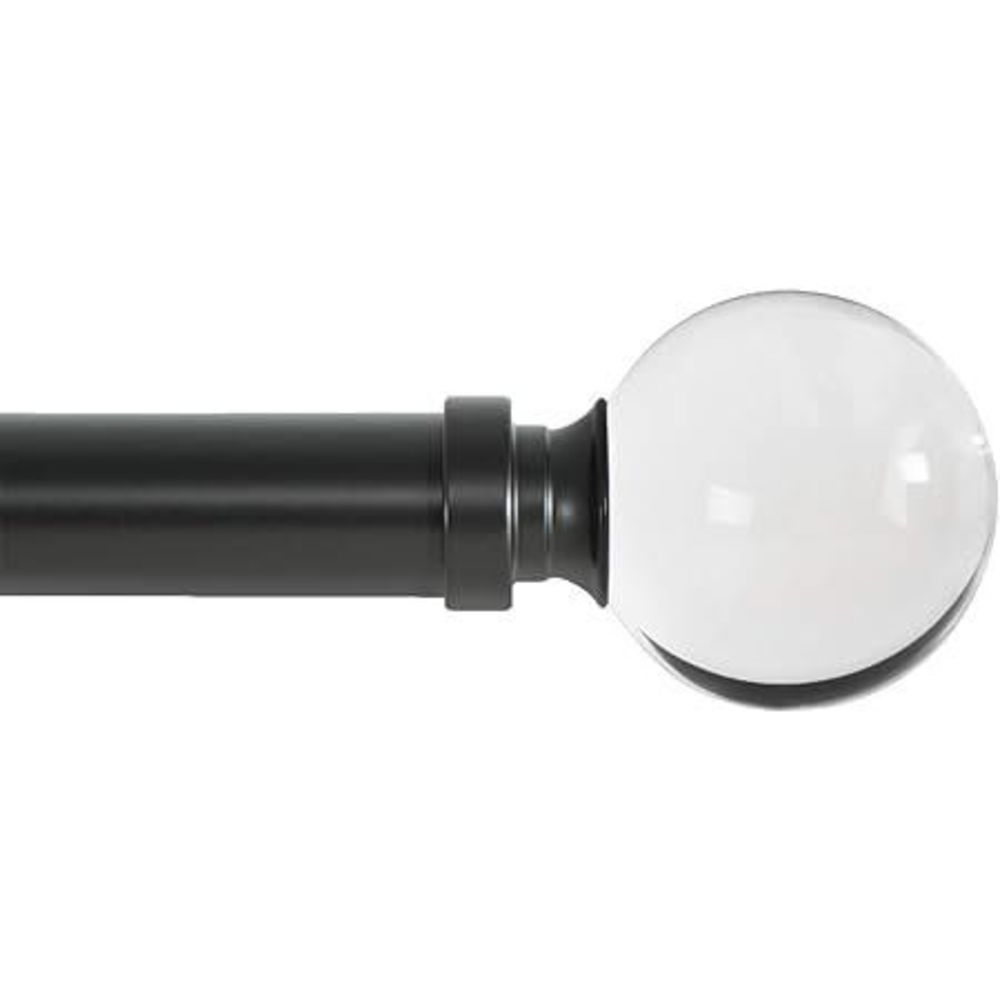 Curtain Rod 28-48" Black Drapery Window Rod with Acrylic Ball Retail $42